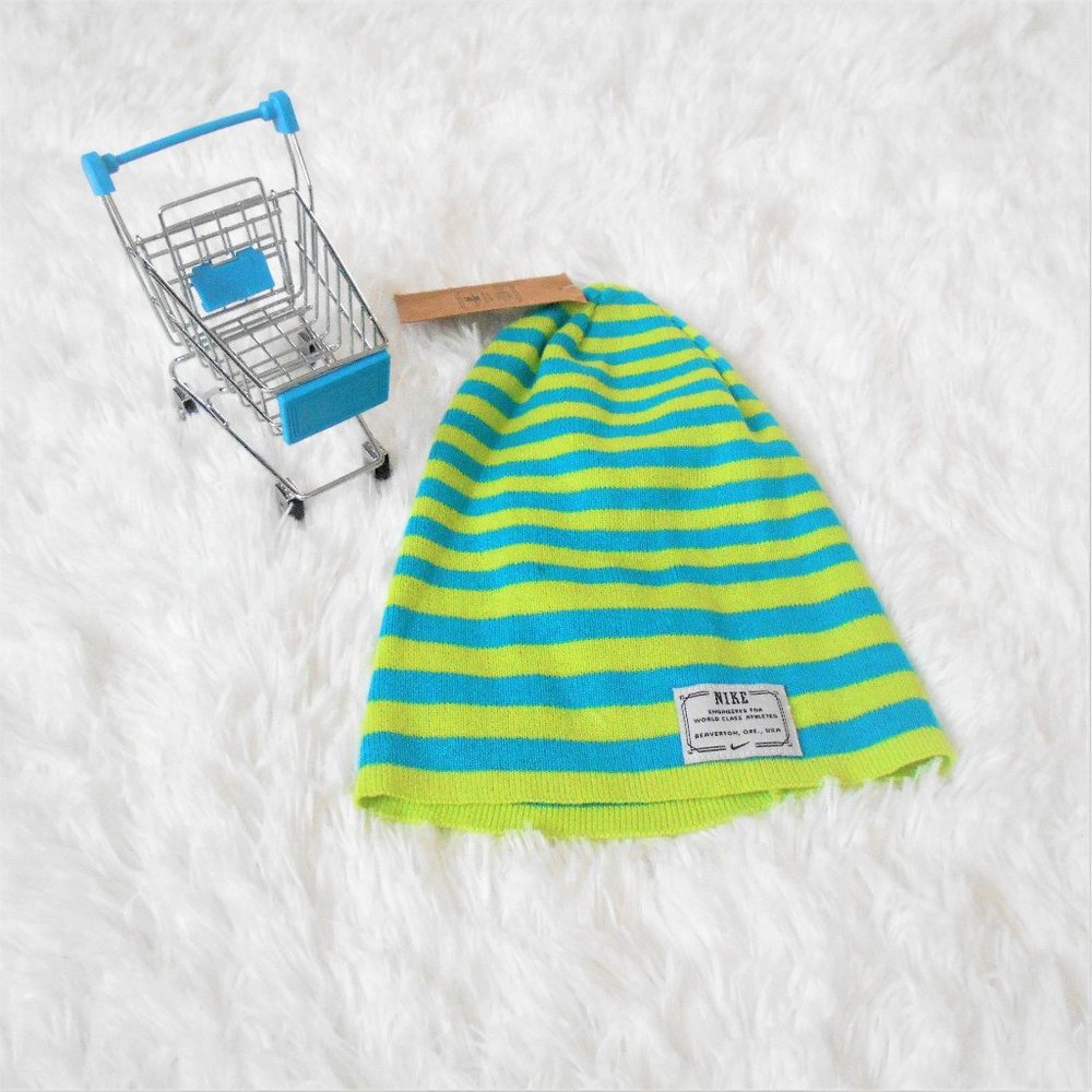 Nike Stripe Beanie 7/16 Youth Blu Surf Volt